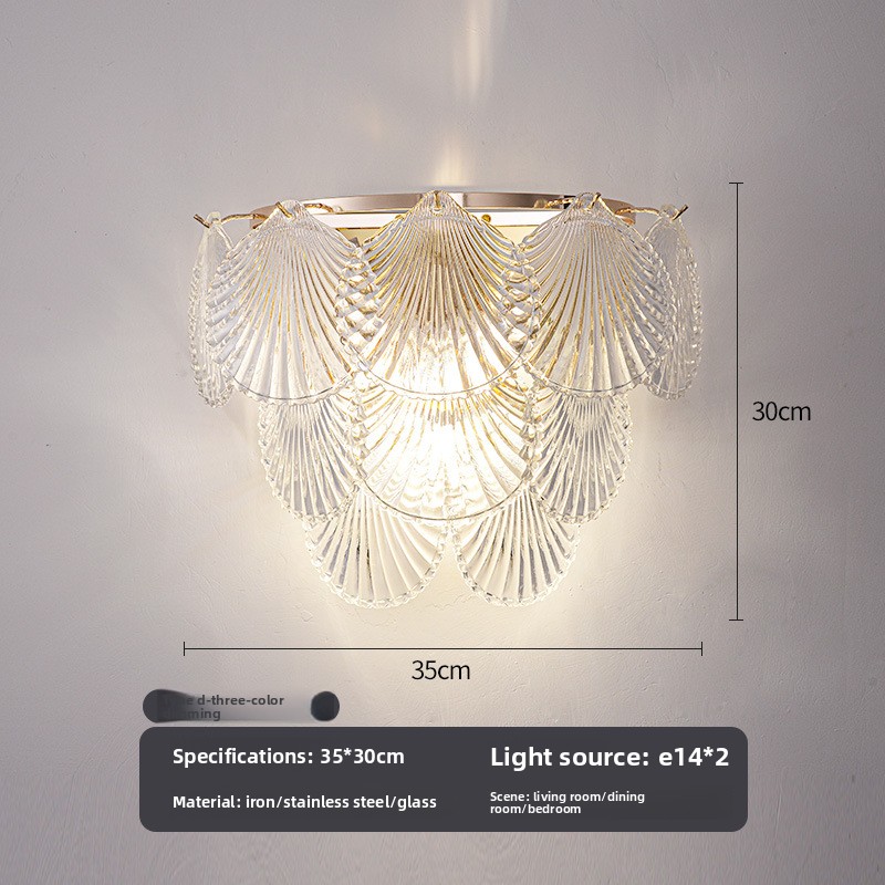 HEIKESZ French light luxury living room drop wall lamp Crystal Internet celebrity post-modern simple background wall Bedroom bedside lamp Zhongshan lamp