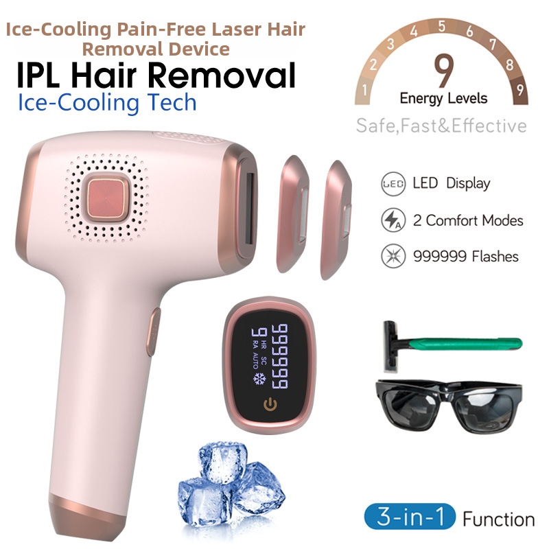 Portable 3-in-1 Skin Rejuvenation IPL Hair Removal Ice Cooling Device For Personal Care_voghion.com
