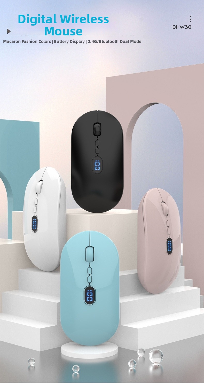 Kabellose Maus mit Bluetooth-Ladefunktion, geräuscharmem Betrieb und Akkuanzeige. Geeignet für Büro und Geschäftsgebrauch. USB-Computer._voghion.com