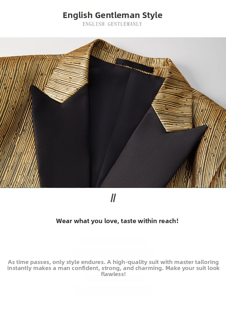 Men's Suit Blazer In Gold And Silver Modern Slim Fit Formal Jacket_voghion.com