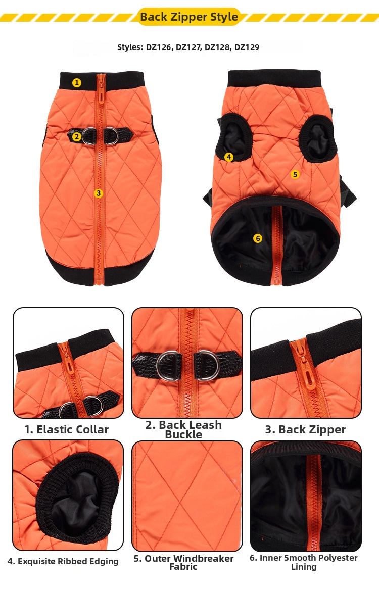 Cappotto invernale per cani giubbotto trapuntato con zip_voghion.com