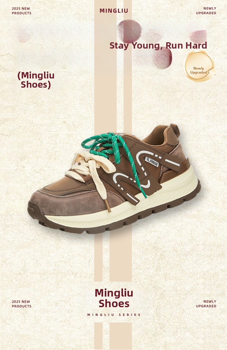 Dames hardloopschoenen van echt leer met dikke zool en casual look_voghion.com