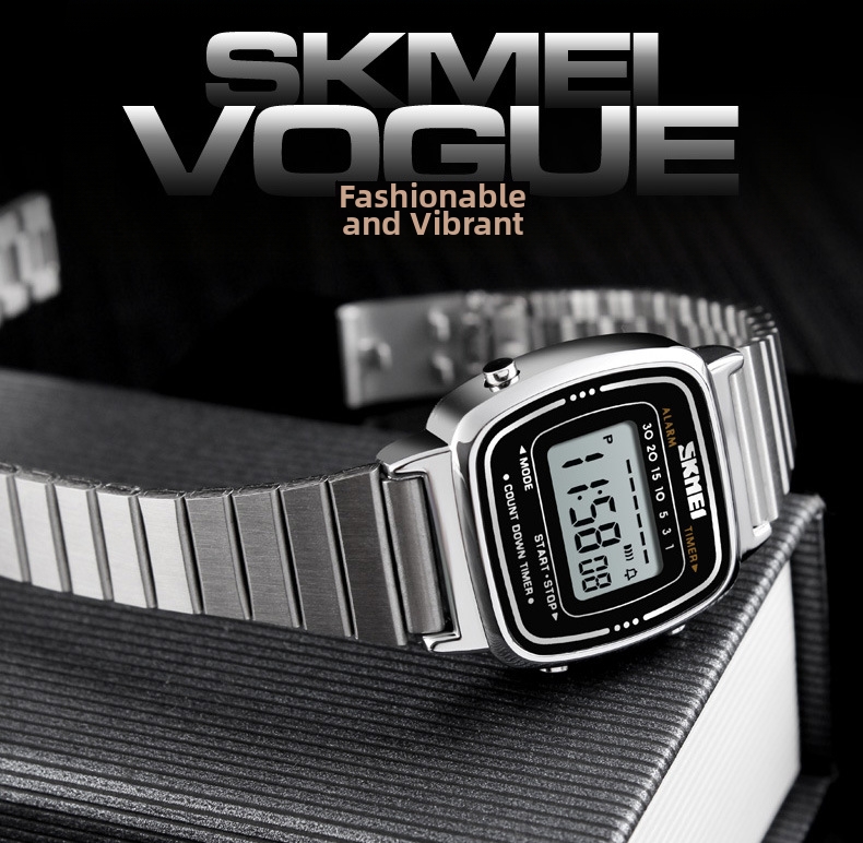 Orologio digitale donna impermeabile oro piccolo quadrante quadrato_voghion.com