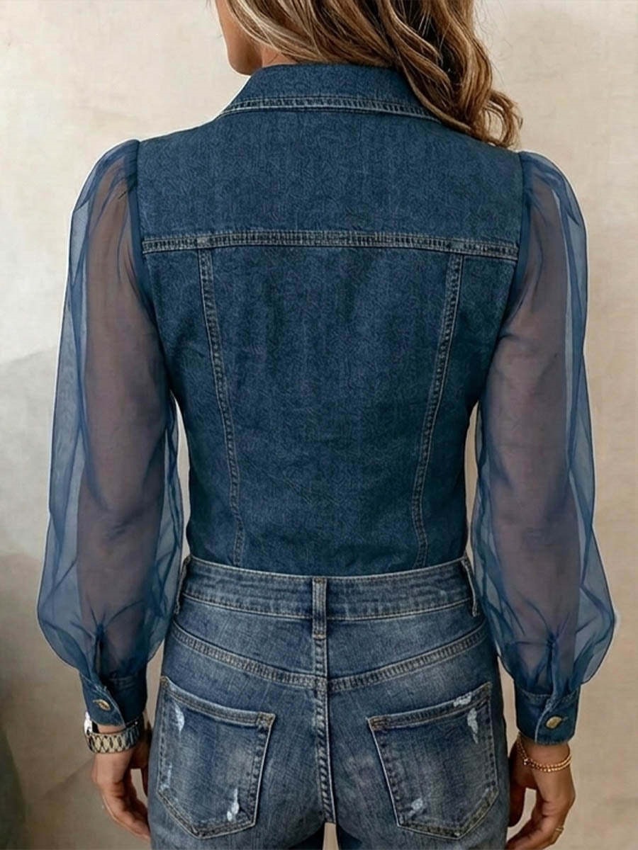 Damen Langarmbluse Mit V-ausschnitt Aus Spitze Gestrickt Elegant_voghion.com