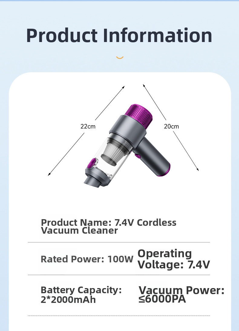 Portable Wireless Car Vacuum Cleaner With Power Display And Brush_voghion.com