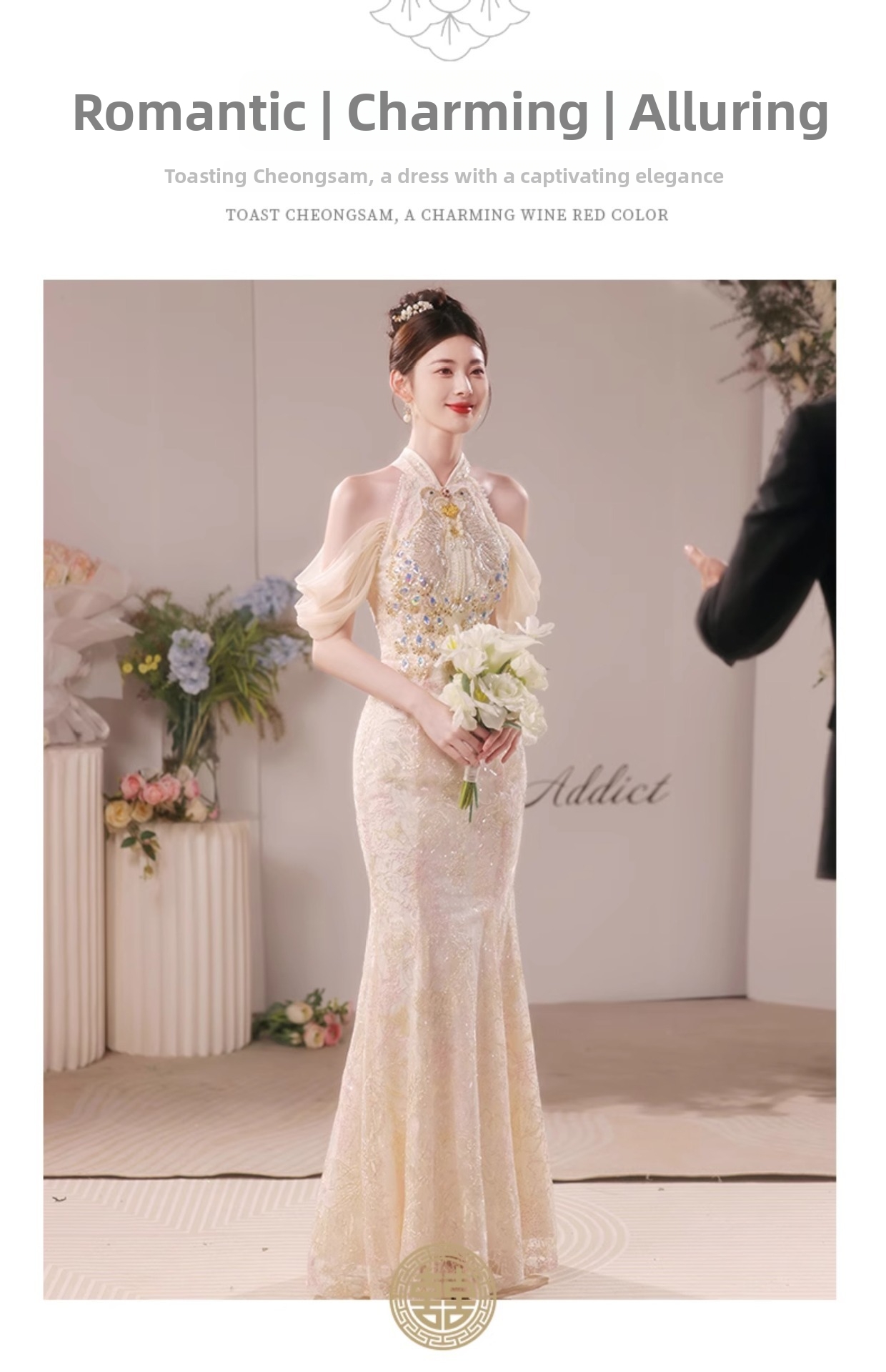 Cheongsam Toast Dress Light Luxury Mermaid Gown For Brides Summer Wedding Engagement Party Annual Wear Women's Clothing_ecoleips.com