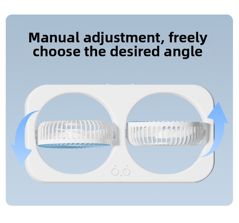 Dual Head Desktop Fan Rechargeable Oscillating Home Office Quiet_voghion.com