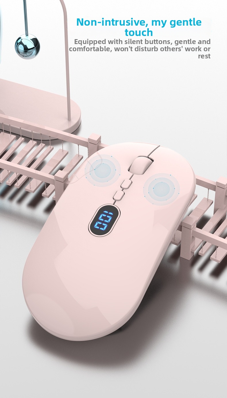 Kabellose Maus mit Bluetooth-Ladefunktion, geräuscharmem Betrieb und Akkuanzeige. Geeignet für Büro und Geschäftsgebrauch. USB-Computer._voghion.com