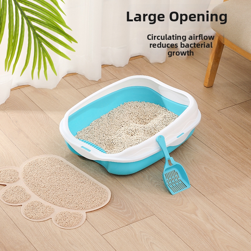 Large Semi Enclosed Cat Litter Box Splash Proof Pet Supplies With Cat Litter Scoop_voghion.com