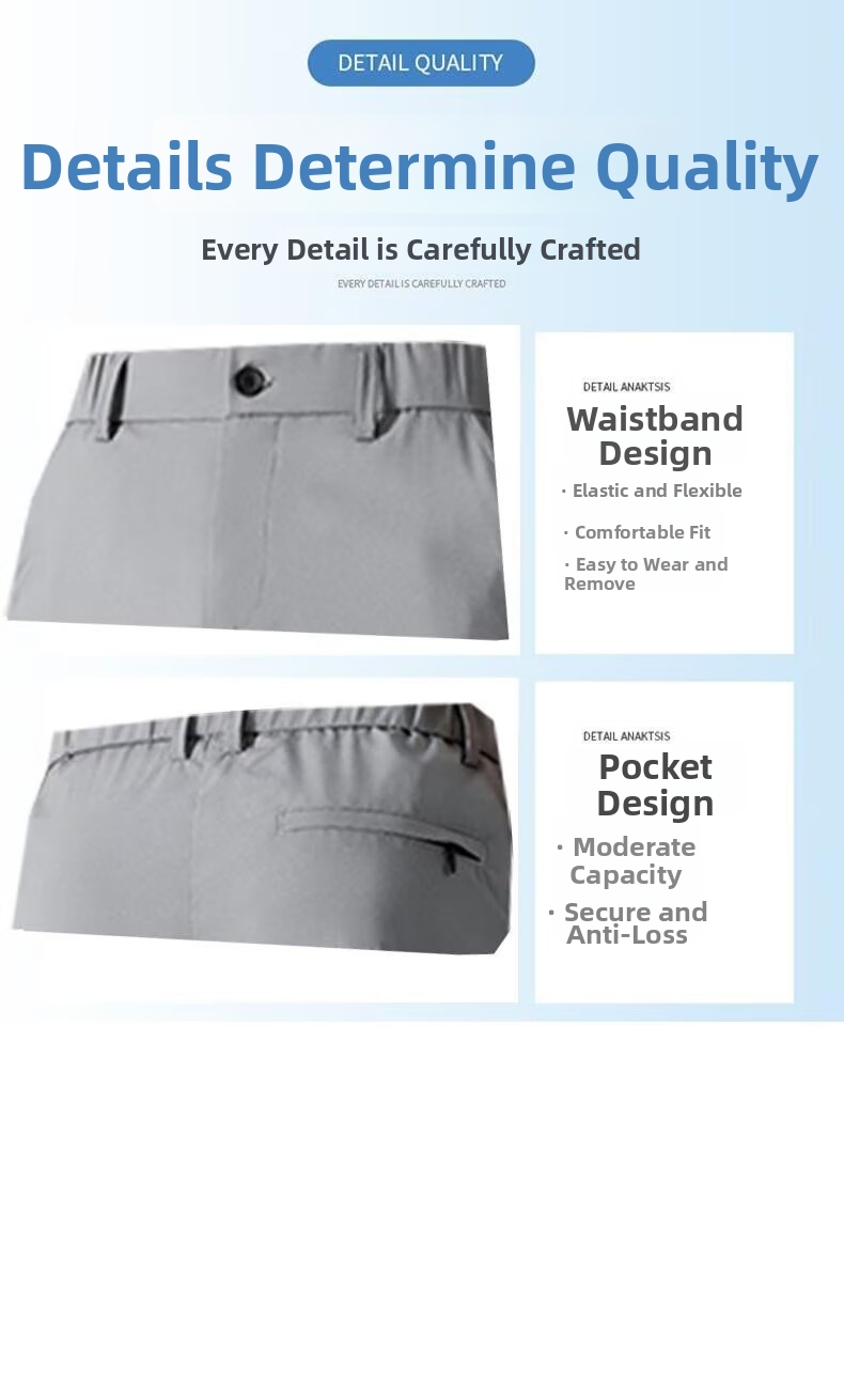 Men's Premium Summer Trousers - Straight Leg, Elastic Waist, Wrinkle-Resistant & Quick-Dry For Business Casual​_viptrois.com
