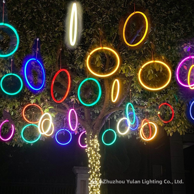 Outdoor Waterproof LED Circular Light For Hanging Trees Festive Decorative Lighting Wishing Ring Light Home Garden_voghion.com