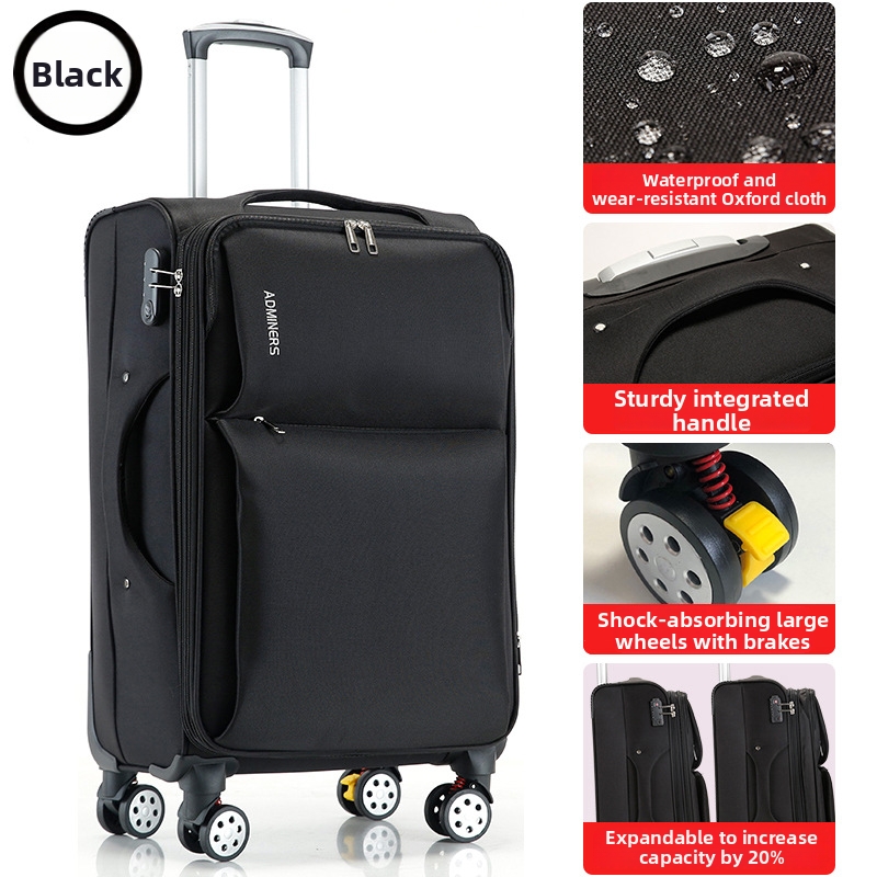 Oxford Cloth Trolley Case High-Speed Rail Carry-On Luggage With Shock Absorbing Brake Wheels Business Combination Lock For Travel_voghion.com