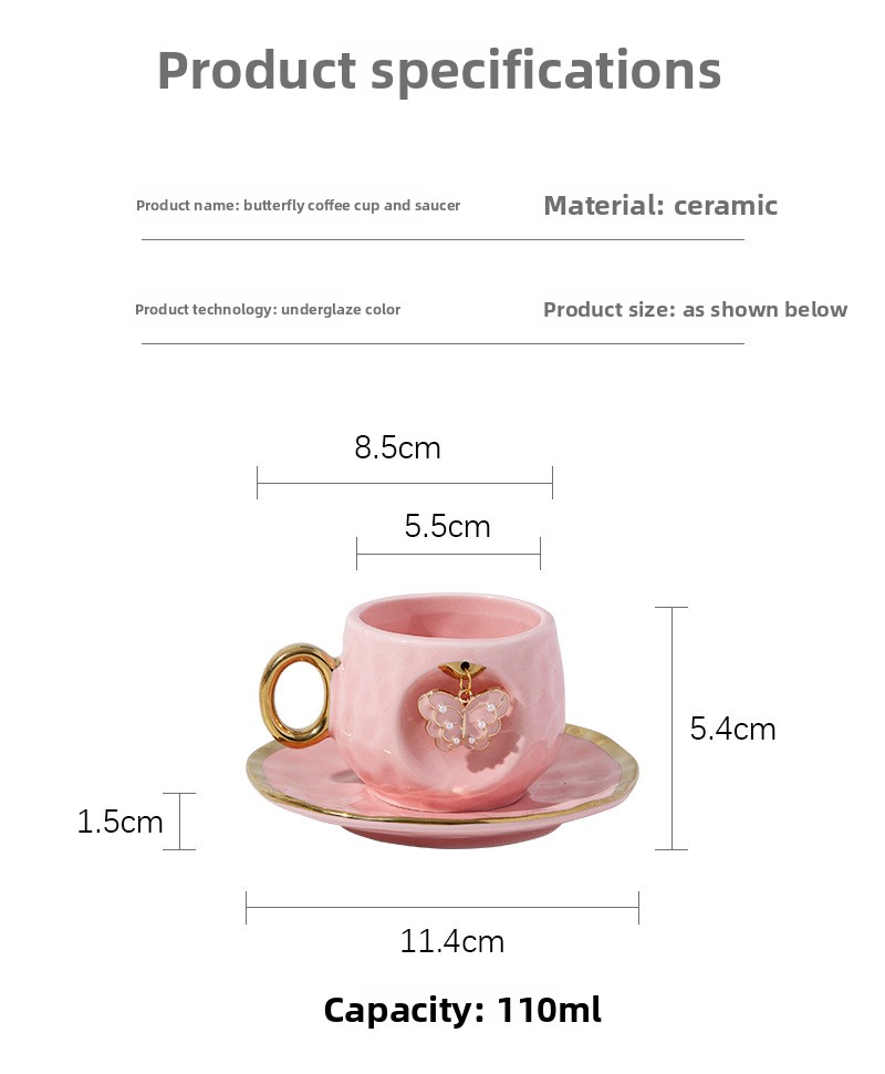 Coffee Cup And Saucer Set Creative Ceramic Butterfly Design_voghion.com