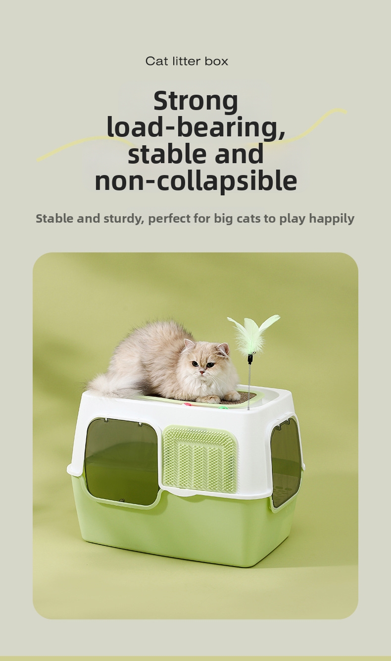 Extra Large Mega Cat Litter Box Fully Enclosed Splash Proof Odor Resistant Sterilizing_voghion.com