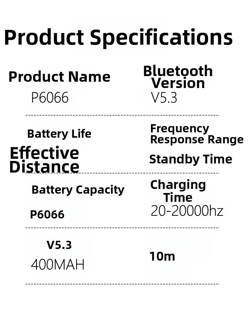 Écouteurs intra-auriculaires Bluetooth True ANC P6066 avec réduction de bruit active et longue autonomie pour la musique et les jeux._voghion.com