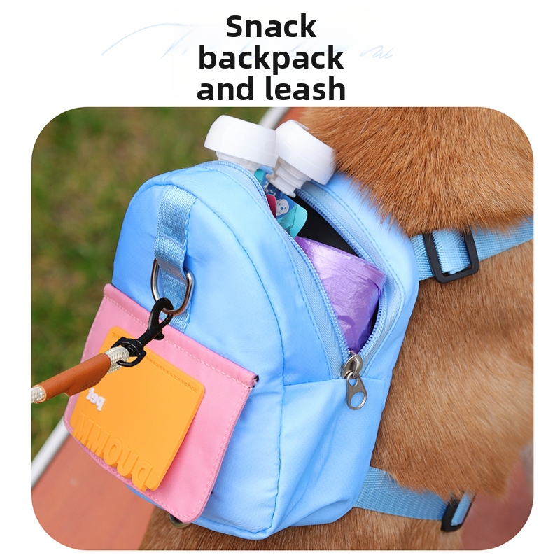 Small Medium Dogs Pet Backpack Snack Bag Leash Harness Set Dog Carrier For Shiba Inu Teddy_voghion.com