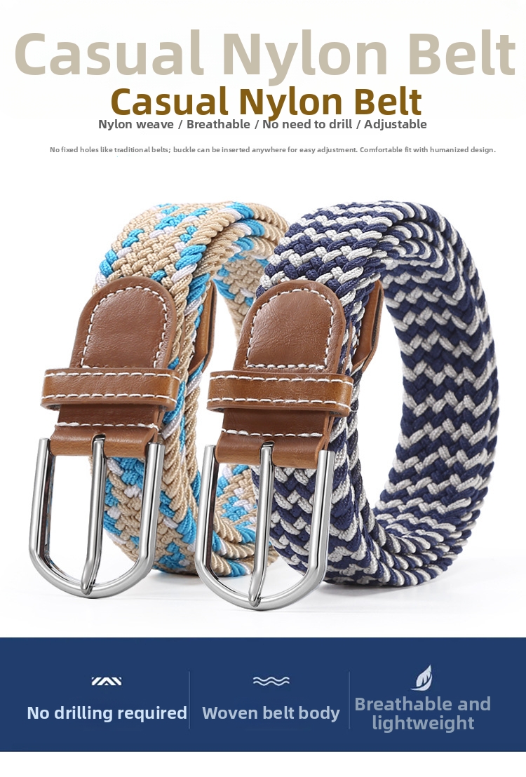 Elastic Woven Canvas Belt For Men And Women Korean Style Accessory_voghion.com