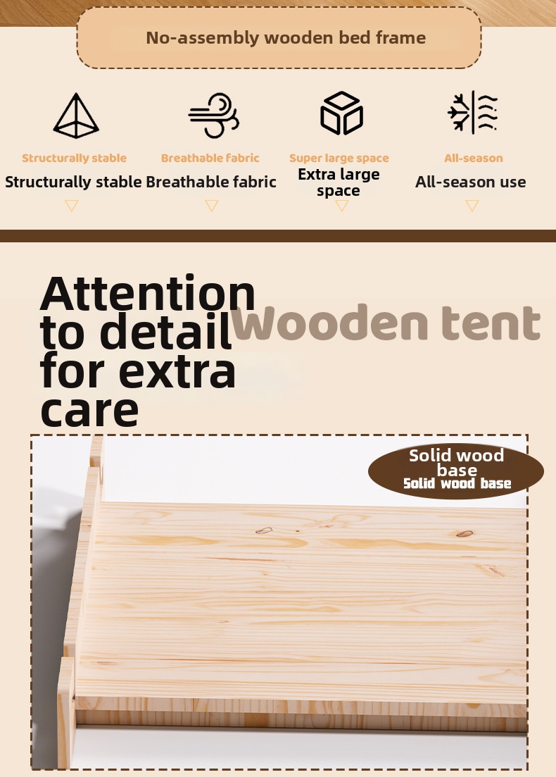 Solid Wood Pet Tent Bed For Cats And Small Dogs All Season Comfort_voghion.com