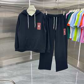 CASA卡萨新款男运动穿绳帽衫春秋印花长袖卫衣连帽上衣男款套装