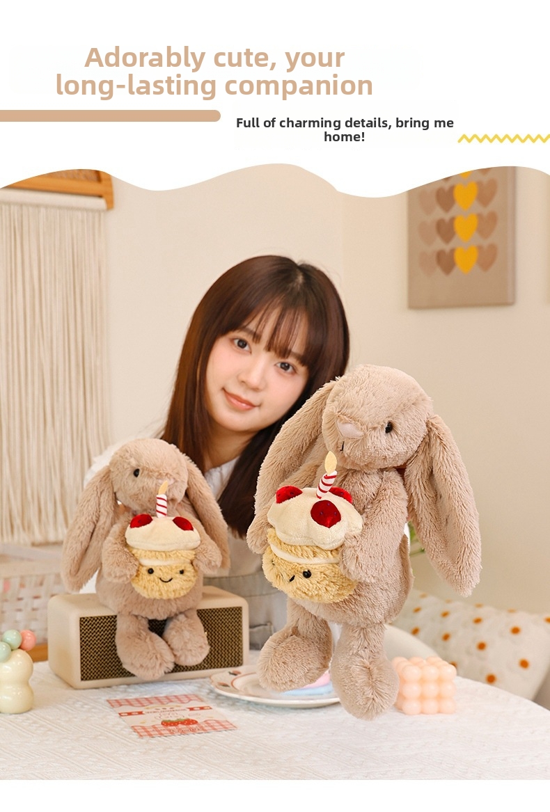 Peluche de coelhinho bolo brinquedo macio presente aniversário_voghion.com