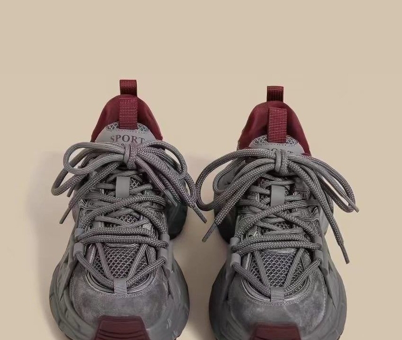 Fashionable Dad Shoes for Women, New Autumn and Winter Models, Fleece-Lined, Versatile Casual Sports Shoes in Ancora Red and Gray, Other Flyknit Styles