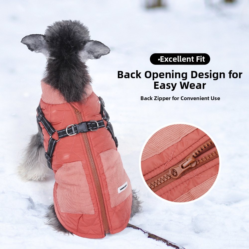 Winter Dog Clothes Bichon Frise Two Legged Cotton Padded Coat Windproof Cold Proof Fleece Lined Outdoor Reflective Warm Pet Clothing_voghion.com