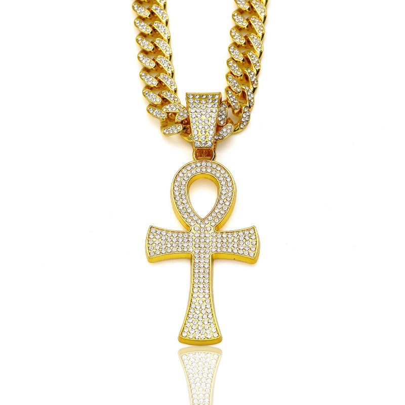 Hip-Hop Herren-Halskette im kubanischen Stil mit Diamanten, einzigartigem Kreuzanhänger, Modeschmuck_voghion.com