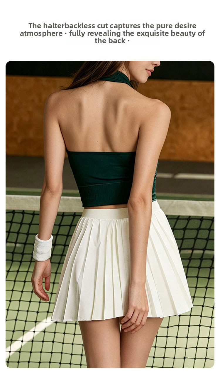 Women's halter tennis top and pleated skirt set