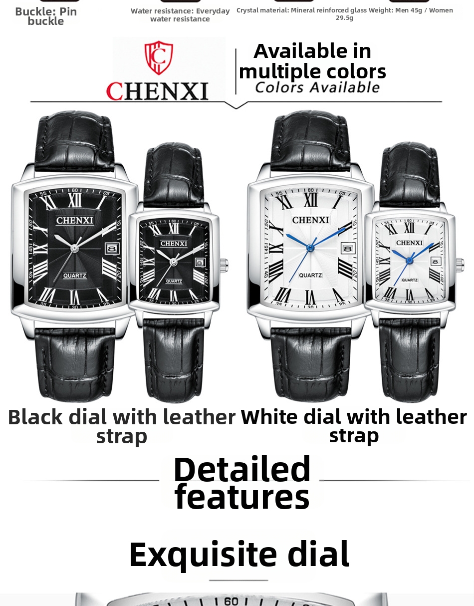 Quartz Couple Wrist Watch With Calendar Leather Strap For Men_voghion.com