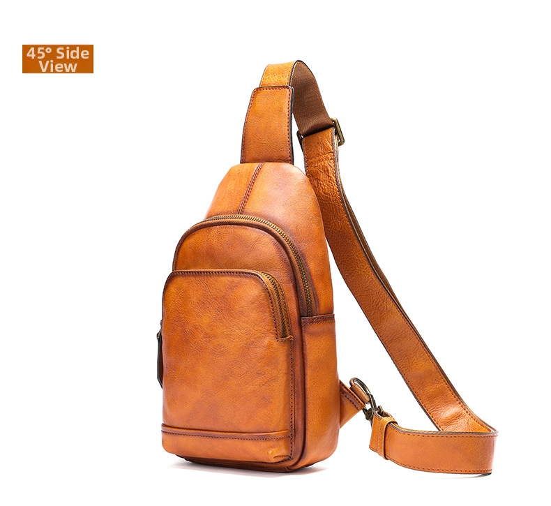 Men's Crossbody Bag Leather Chest Bag Versatile Shoulder Bag_voghion.com
