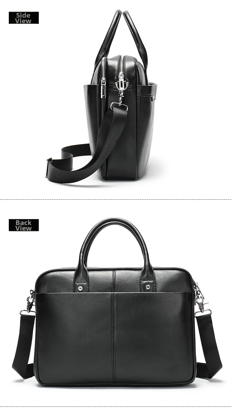 Leather Briefcase For Men Genuine Top Grain Cowhide Handbag_voghion.com