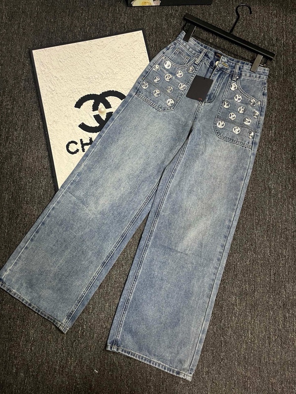 2025 High-Quality Autumn and Winter New Fashion Letter Embroidery Sequin Washed Wide-Leg Jeans for Women