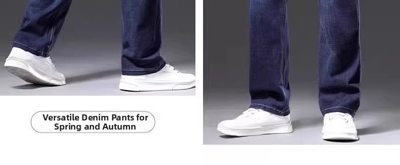 High-Waisted Stretch Jeans Men's Casual Trousers Straight Leg For Spring Autumn_viptrois.com
