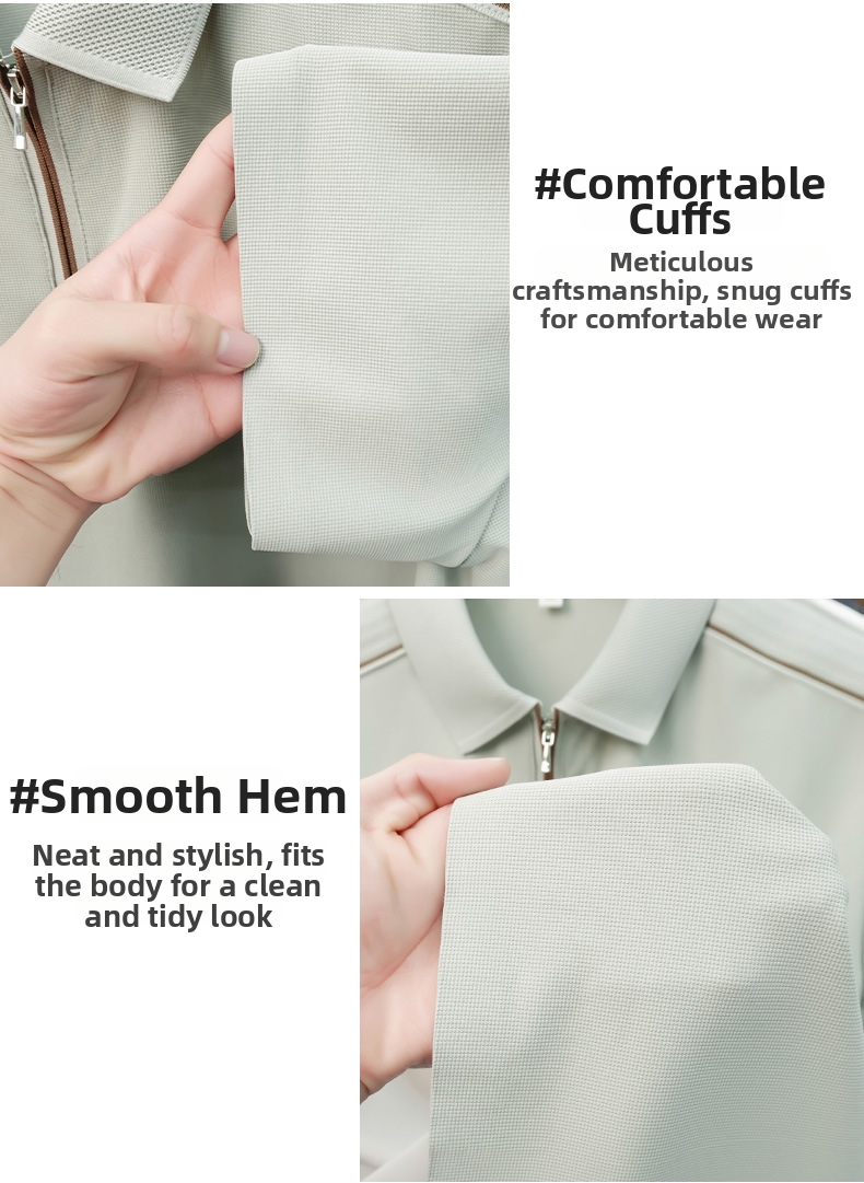 Polo da uomo a maniche corte con zip e colletto a punta casual_voghion.com