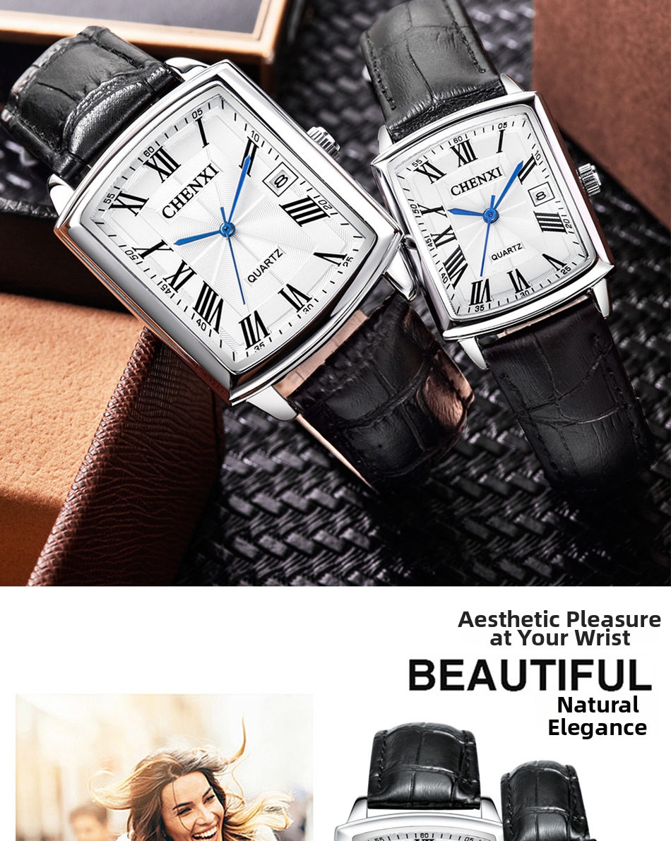 Quartz Couple Wrist Watch With Calendar Leather Strap For Men_voghion.com