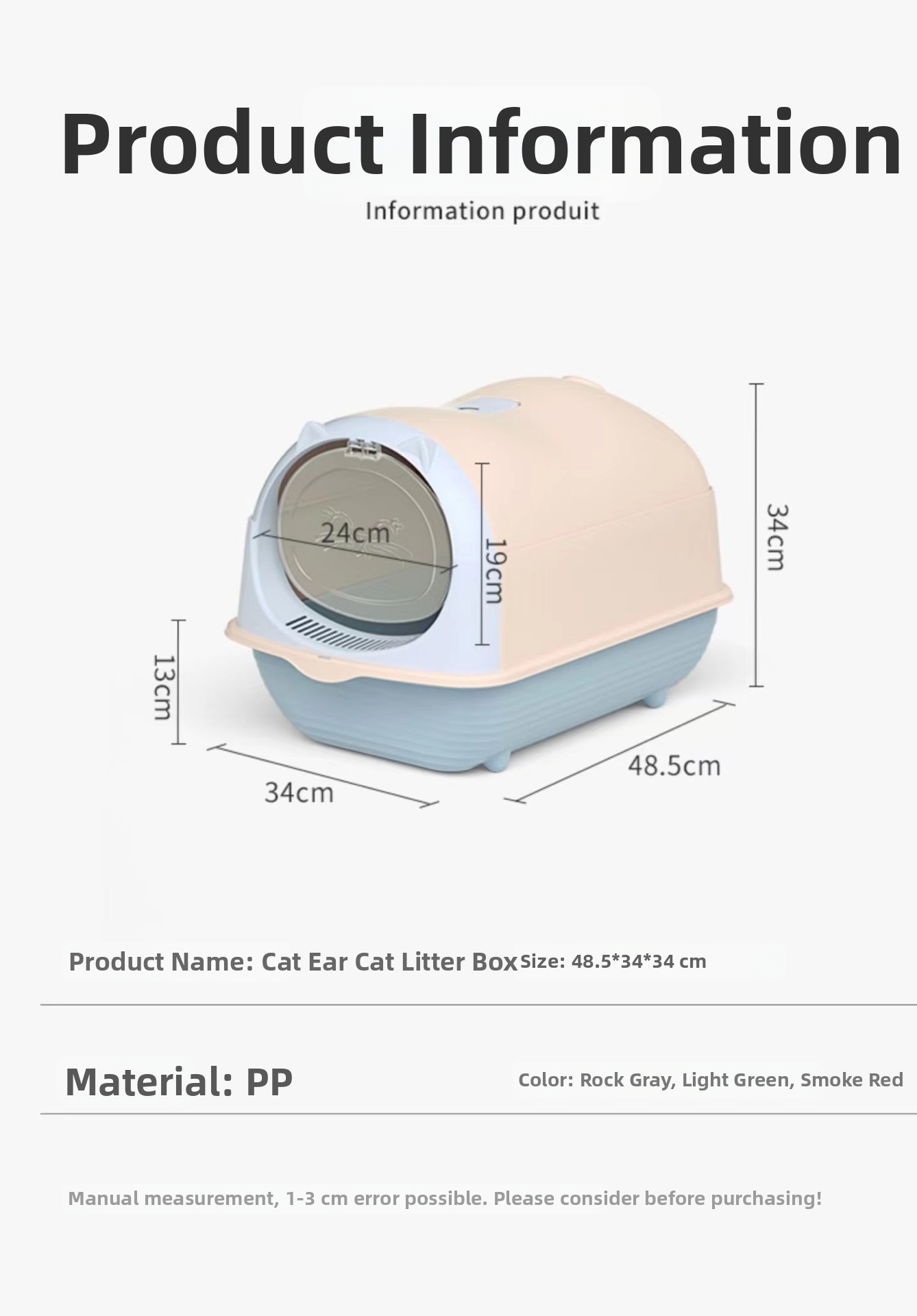 Modular Cat Litter Box Fully Enclosed With Flip Top For Pets_voghion.com
