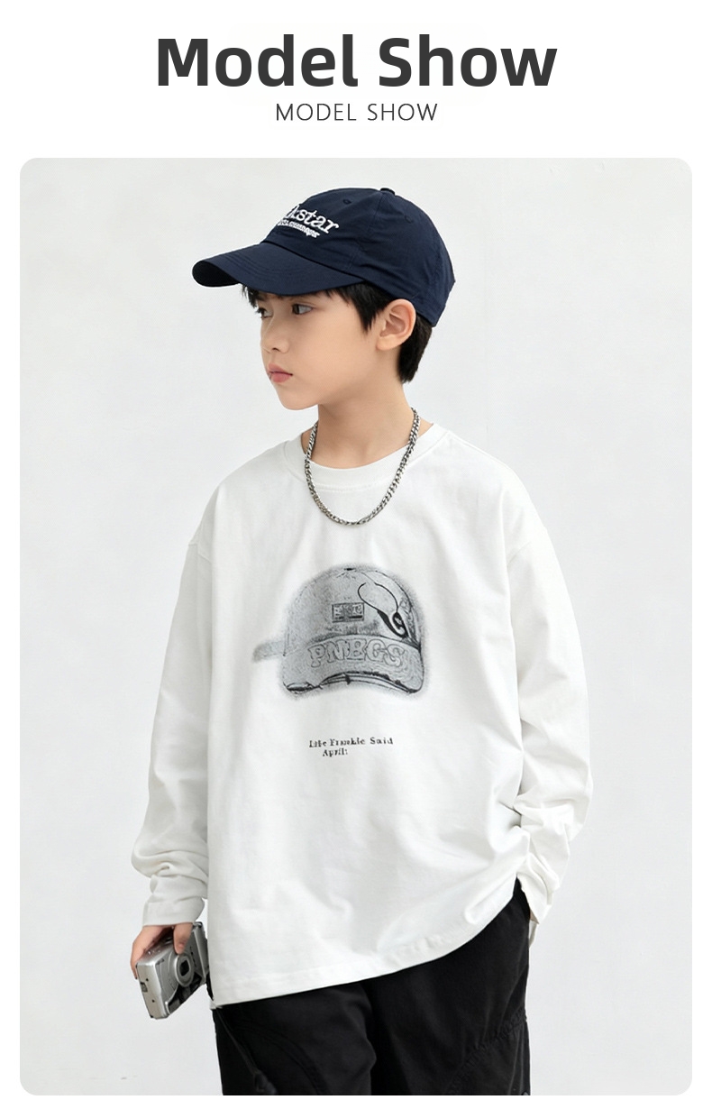 T-shirt garçon manches longues en pur coton pour une couche de base_voghion.com