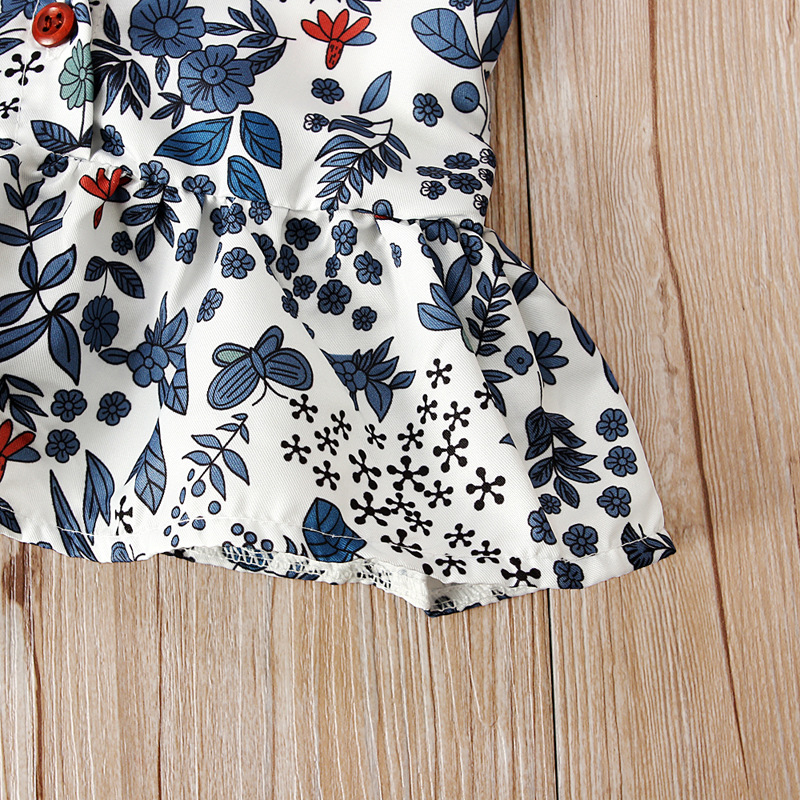 Sommerliches zweiteiliges Set für Mädchen: Schulterfreies Oberteil mit Blumenmuster, Shorts_voghion.com