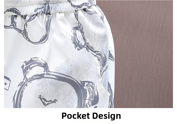 Men's Ice Silk Shorts Summer Thin Style Trendy Cartoon Print Casual Loose Fit Quick Drying Sports Five Point Pants_viptrois.com