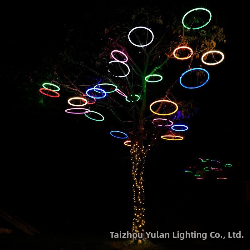Outdoor Waterproof LED Circular Light For Hanging Trees Festive Decorative Lighting Wishing Ring Light Home Garden_voghion.com