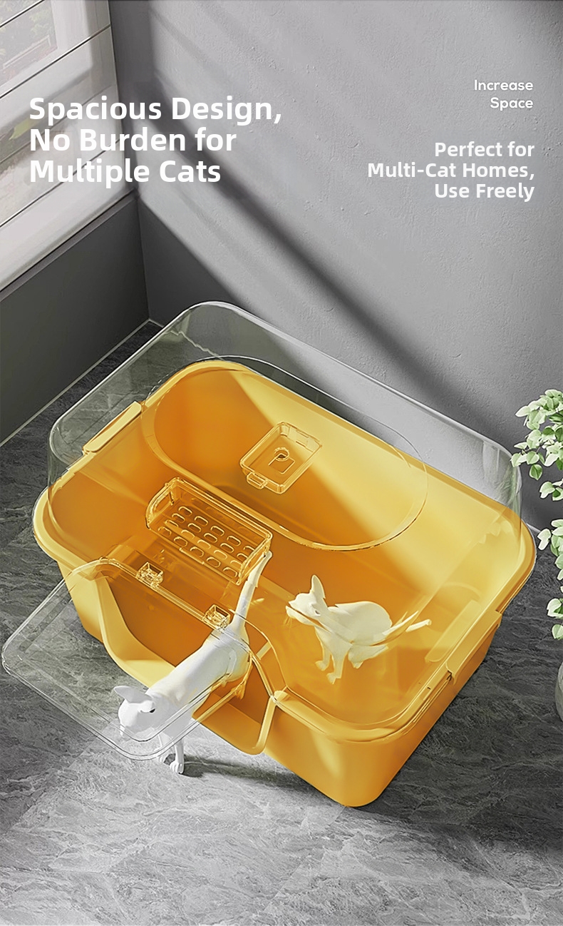 Large Enclosed Cat Litter Box With Splash And Odor Protection_voghion.com