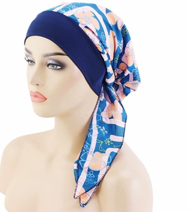 Amazon Cross-border Sell Printed Women's Strap Cap Pirate Cap Stretch Headband Cap Nightcap