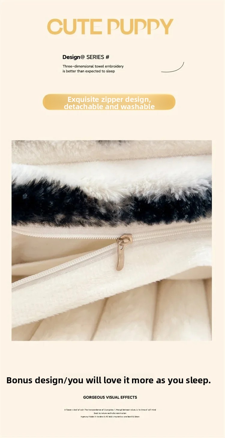 1 Stück Kaninchen-Plüsch-Kissenbezug, Milchplüsch, langer Kissenbezug, verlängerter Streifen-Flanell-Kissenbezug, enthält keinen Kissenkern – Detail 8