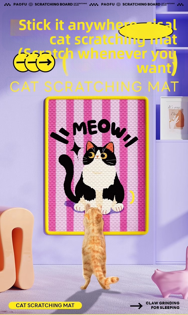 Sisal Cat Scratching Board Wall Mounted Cat Scratcher For Furniture_voghion.com