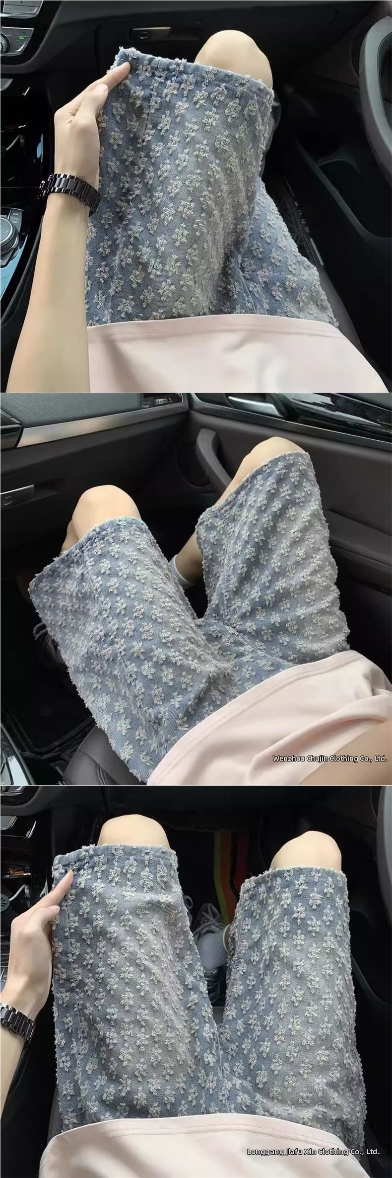Men's Summer Thin Ripped Denim Shorts Casual Mid-Length American Retro Jacquard Loose Fit Five Point Pants_mkmklike.com