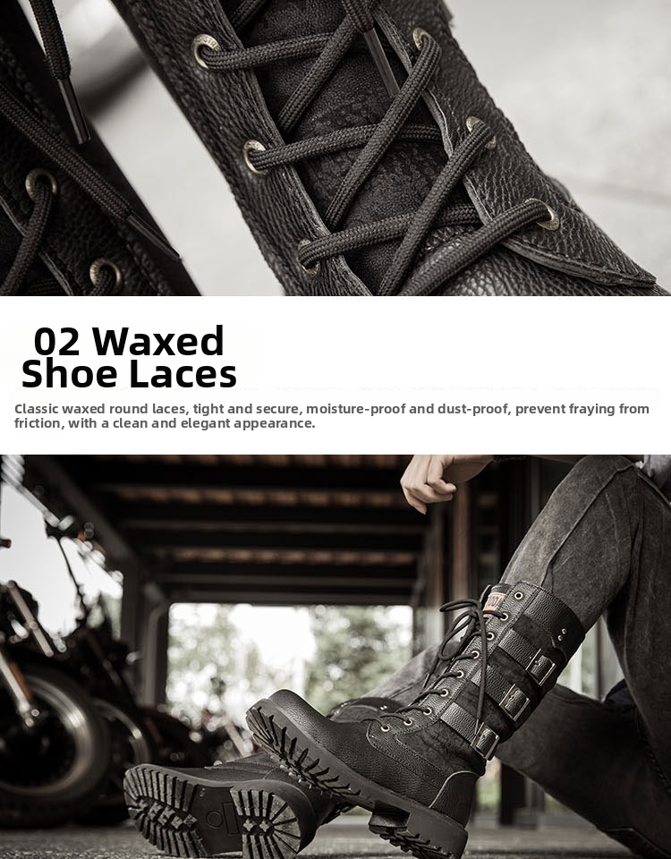 Men's High Top Work Boots British Style Military Combat Footwear_voghion.com