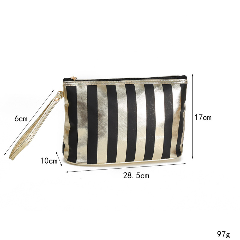 New Silver-Edged Striped Portable Cosmetic Bag Portable Home Cosmetic Storage Bag Hand-Held Small Bag Manufacturer Wholesale New Silver-Edged Striped Portable Cosmetic Bag Portable Home Cosmetic Storage Bag Hand-Held Small Bag Manufacturer Wholesale