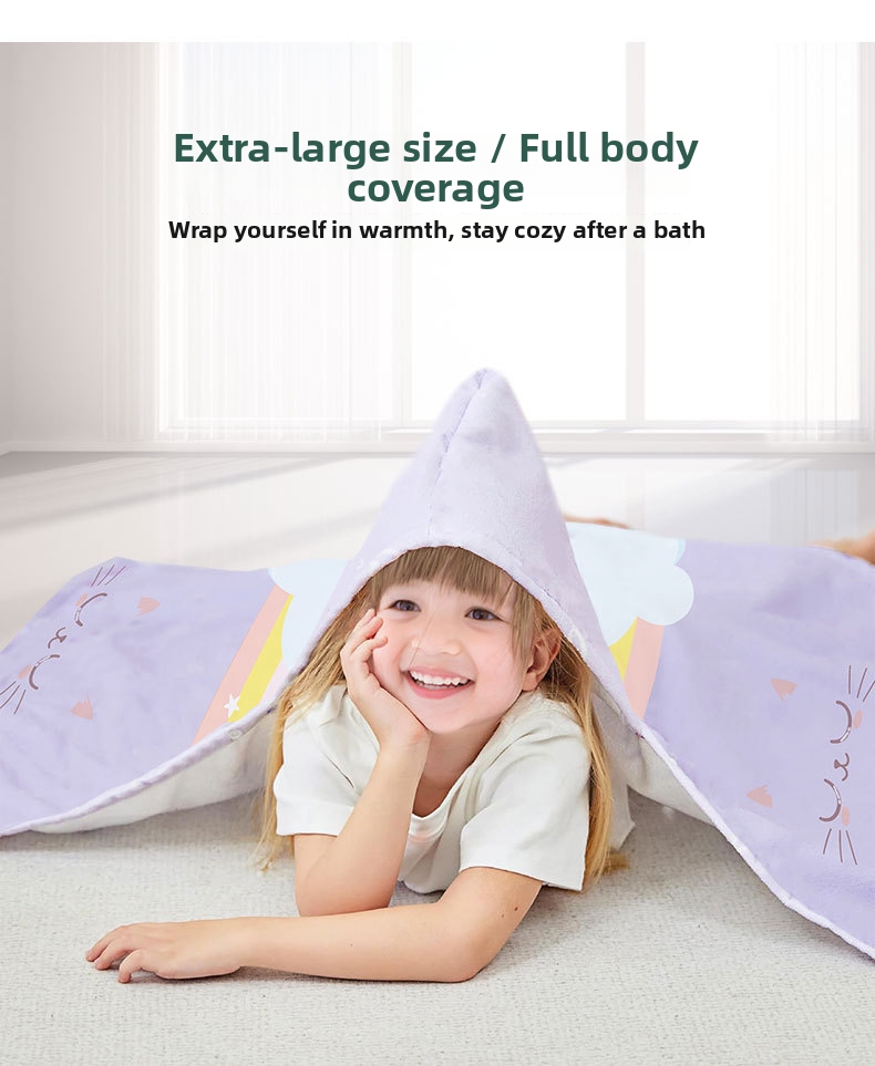 Children's Beach Towel Cape Hooded Quick Drying Absorbent_voghion.com