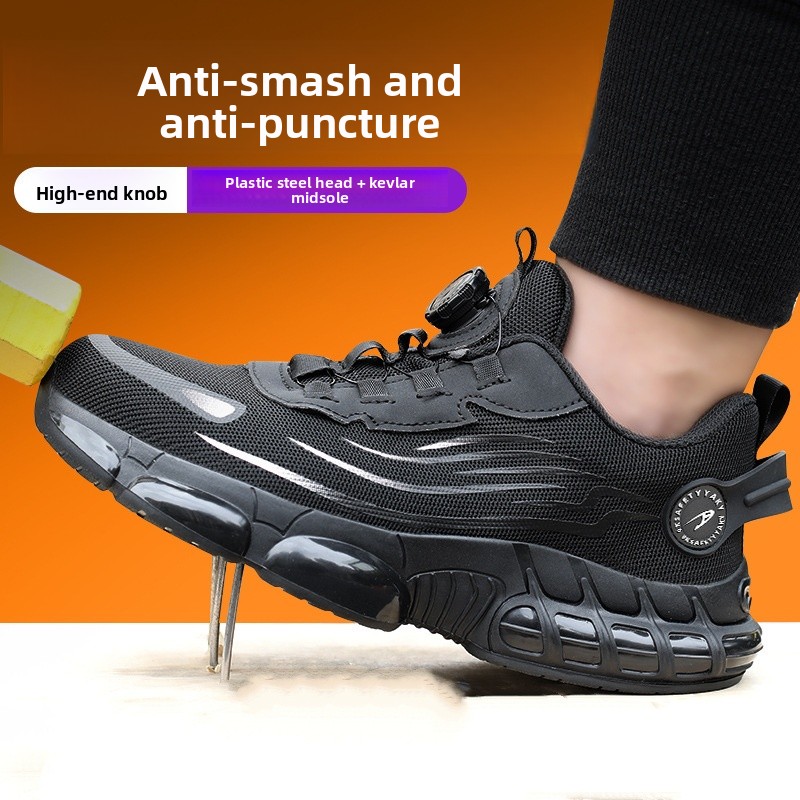 New Fashionable Lazy Shoes Without Tying Shoelaces, Safety Shoes With Anti Smashing And Anti Puncture Features, And Flying Woven Workwear Shoes_voghion.com
