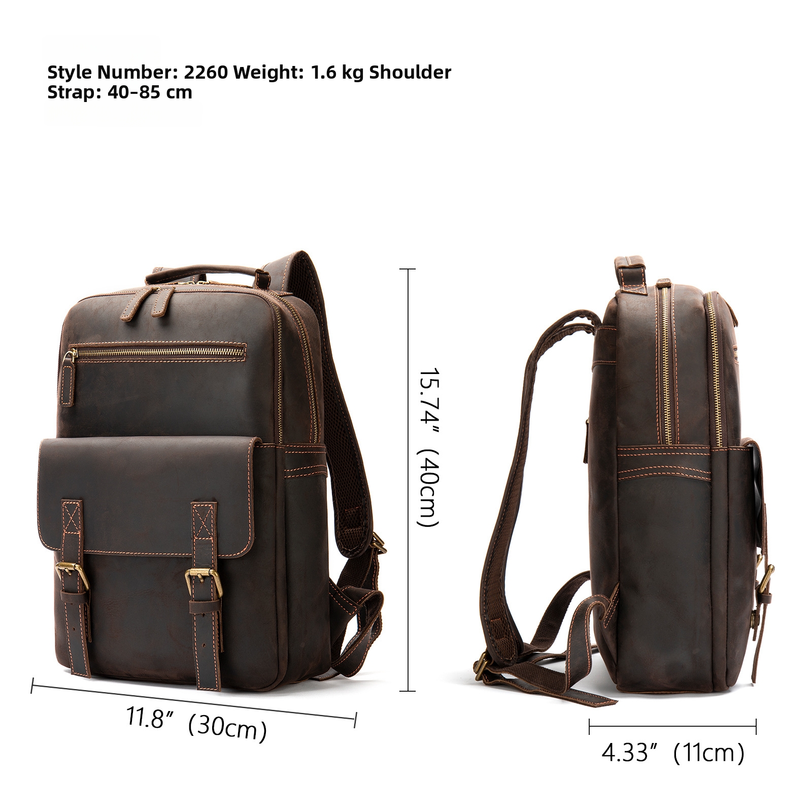 Crazy Horse Leather Men's Backpack Large Capacity Business Laptop Backpack Outdoor Casual Cowhide School Bag_voghion.com